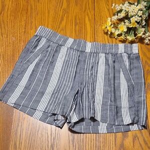 Sonoma Gray and White Striped High Waist Shorts - Ladies Large